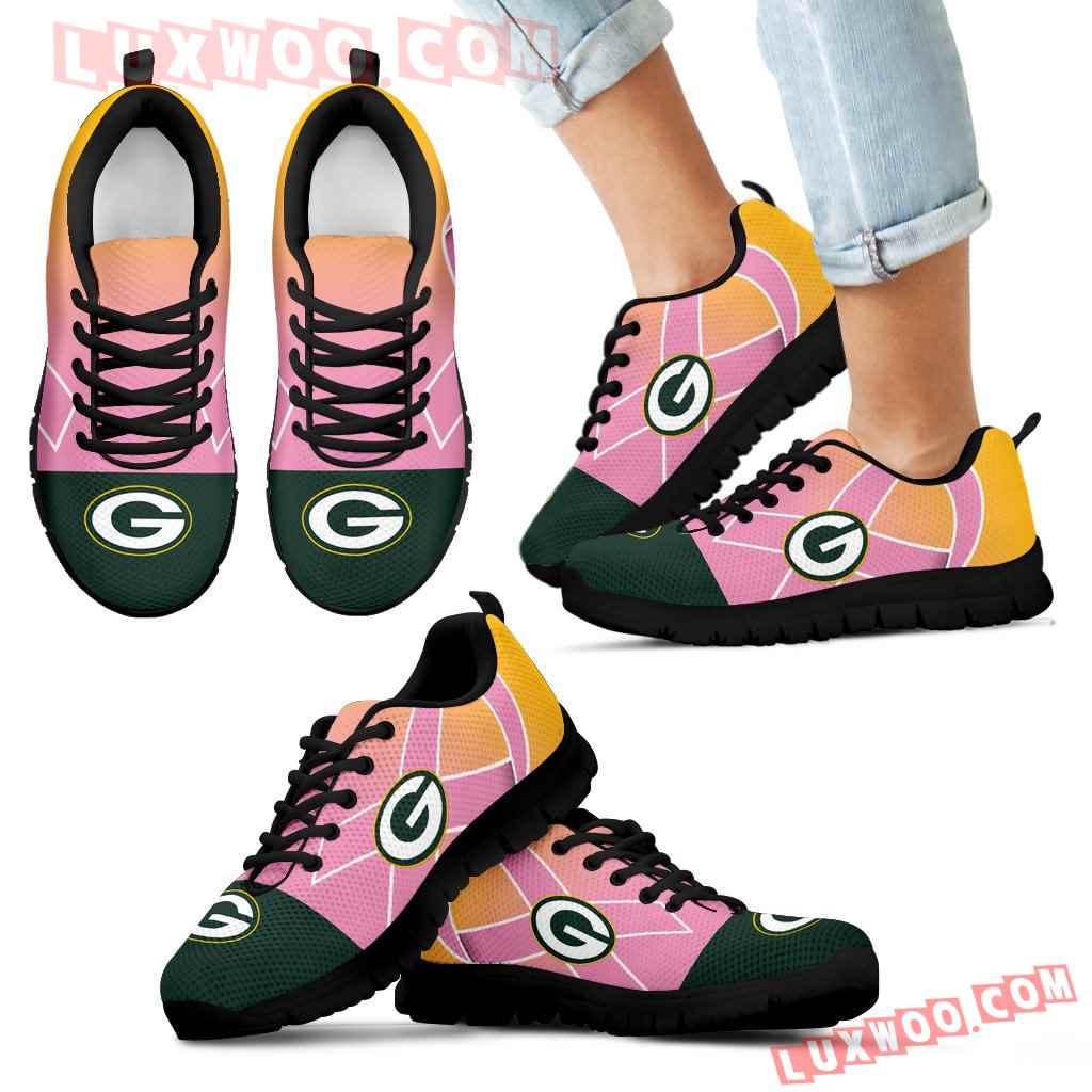 Green Bay Packers Cancer Pink Ribbon Sneakers