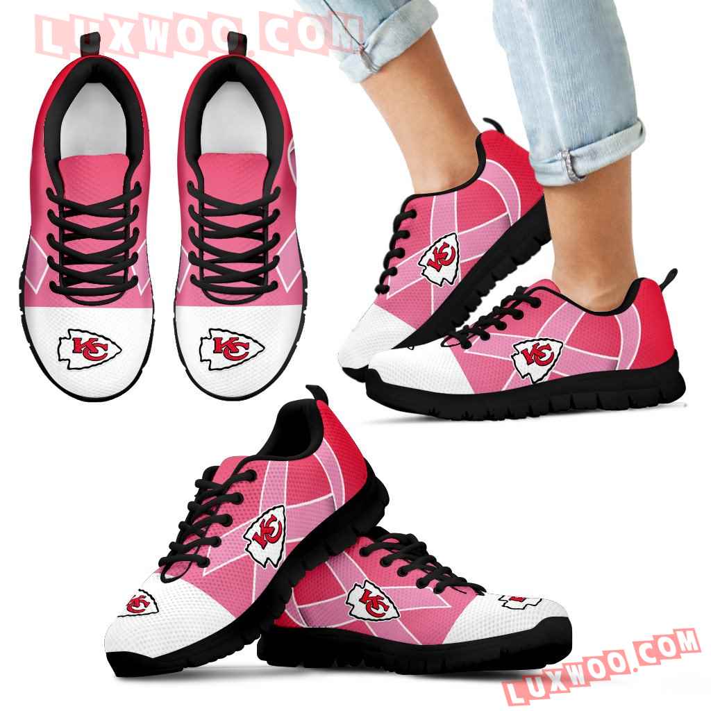 Kansas City Chiefs Cancer Pink Ribbon Sneakers