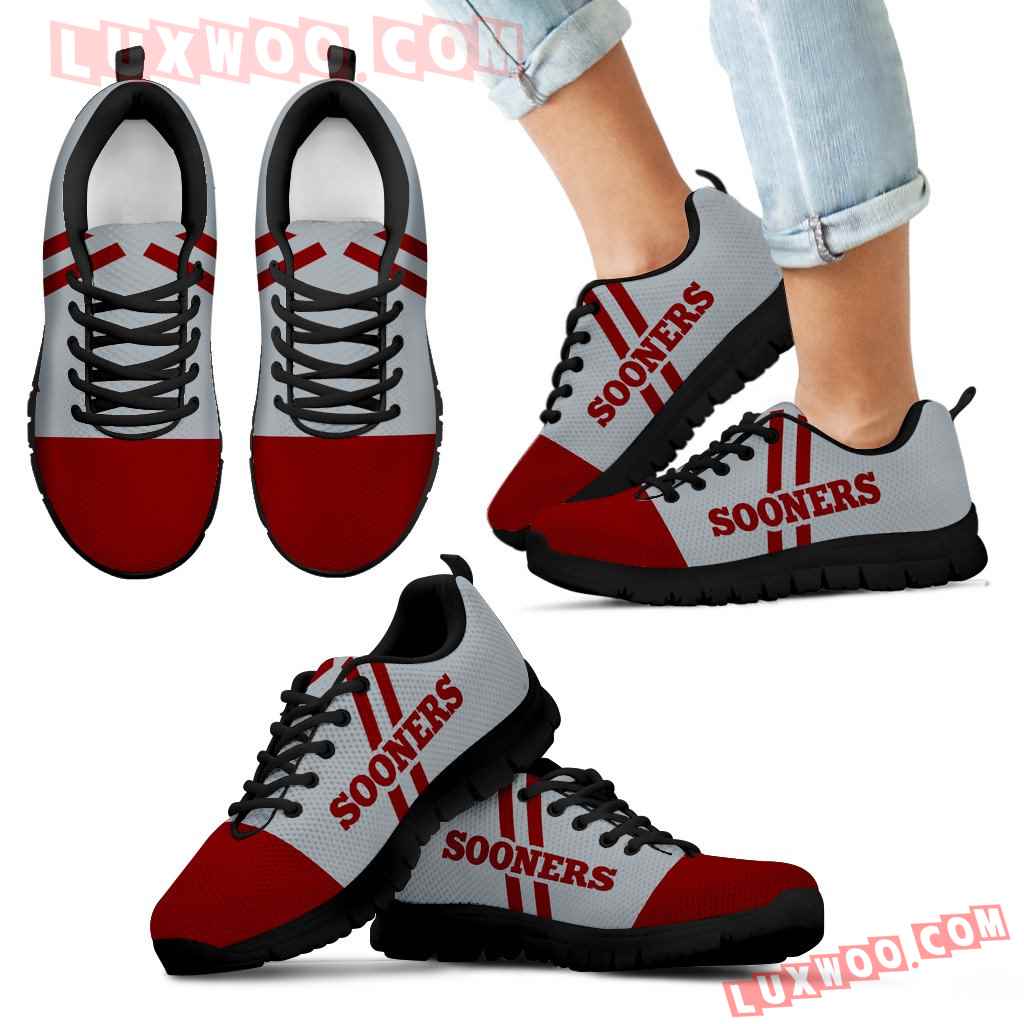 Line Stripe Logo Bottom Oklahoma Sooners Sneakers - Luxwoo.com