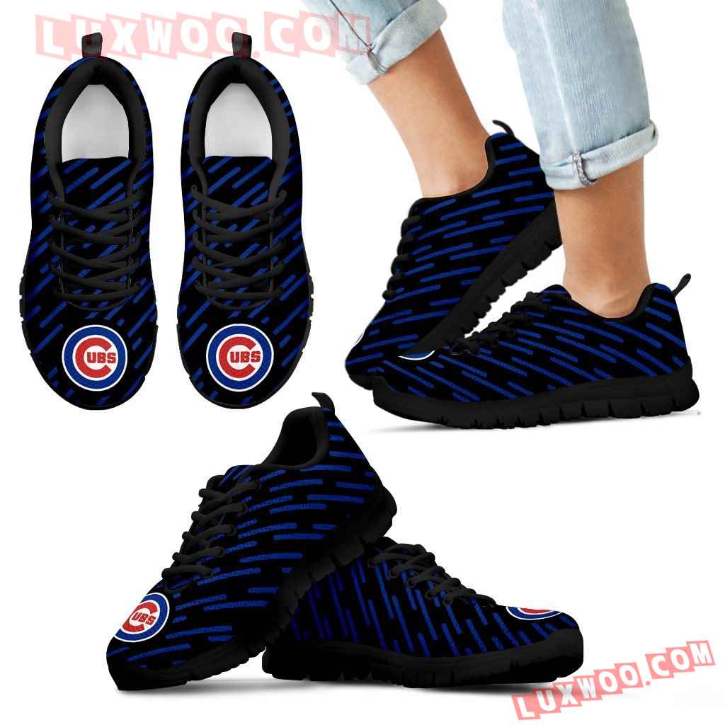 Marvelous Striped Stunning Logo Chicago Cubs Sneakers