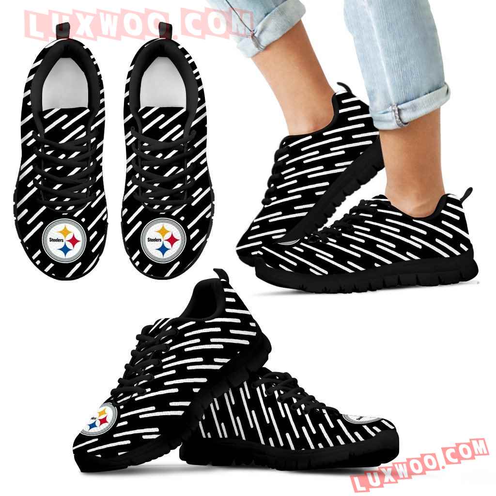 Marvelous Striped Stunning Logo Pittsburgh Steelers Sneakers