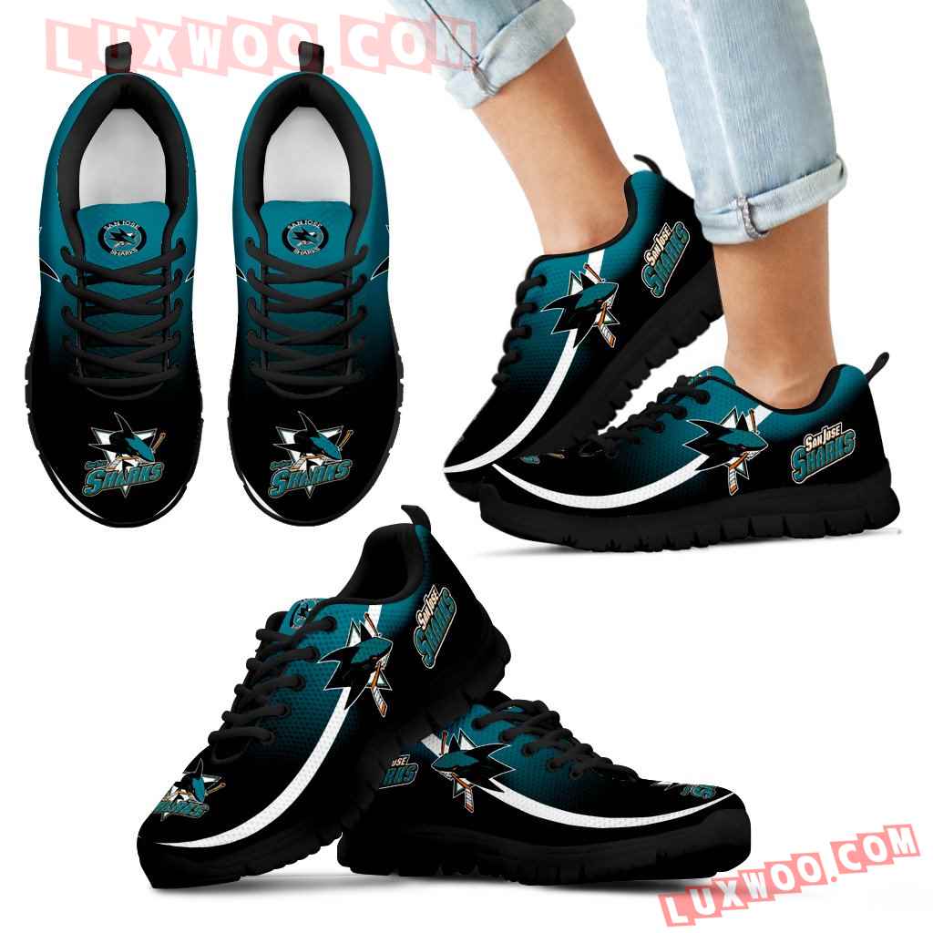 Mystery Straight Line Up San Jose Sharks Sneakers - Luxwoo.com