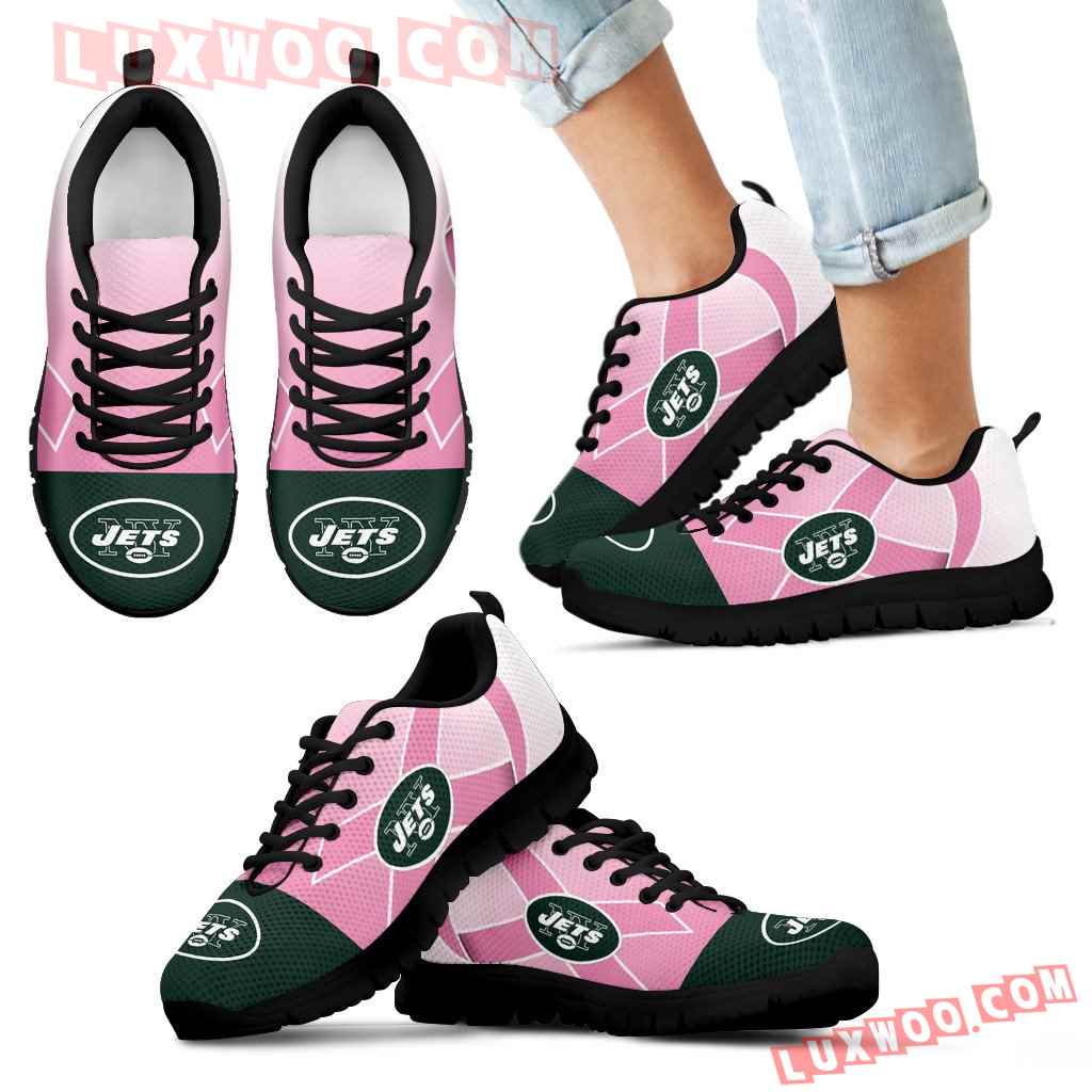New York Jets Cancer Pink Ribbon Sneakers