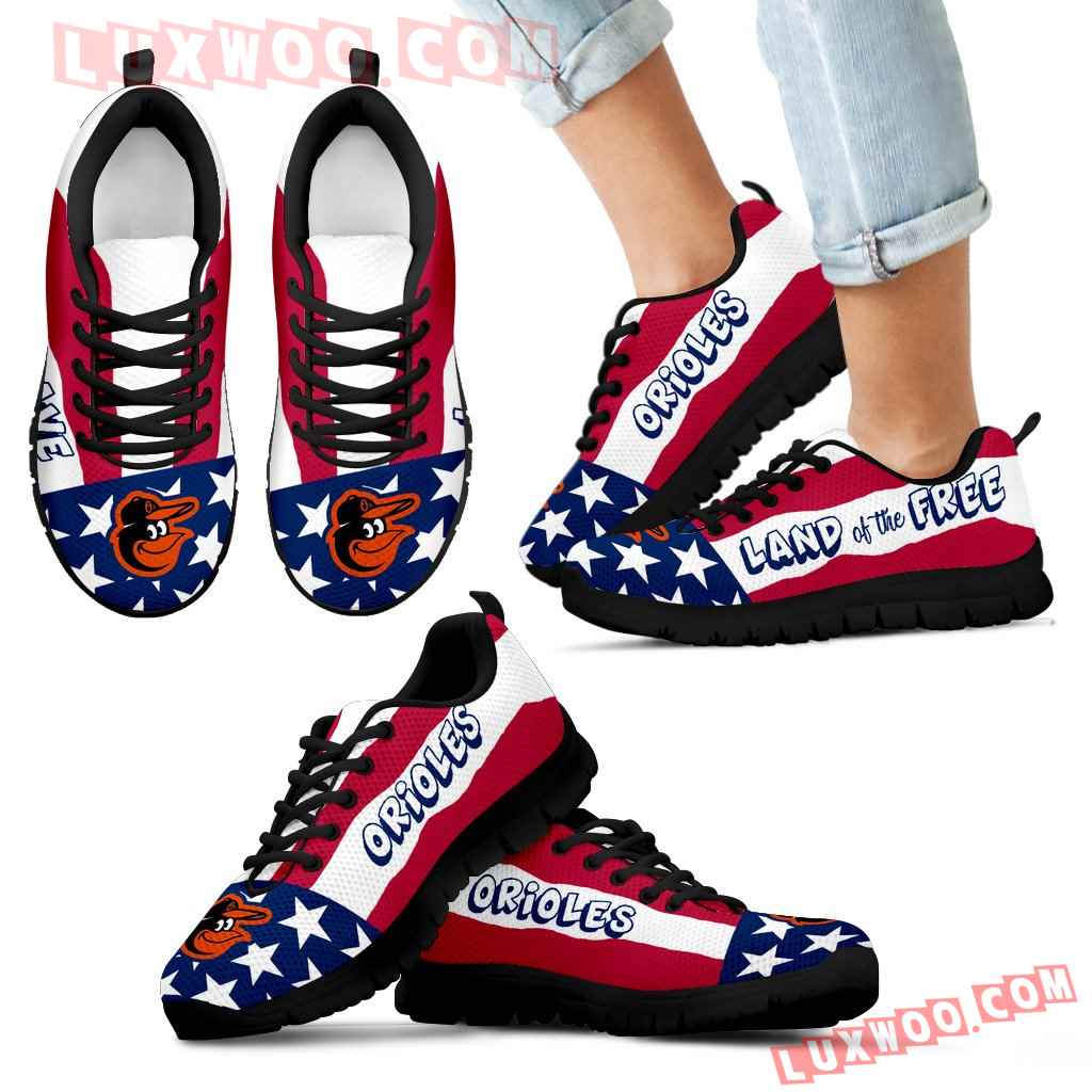 Proud Of American Flag Three Line Baltimore Orioles Sneakers