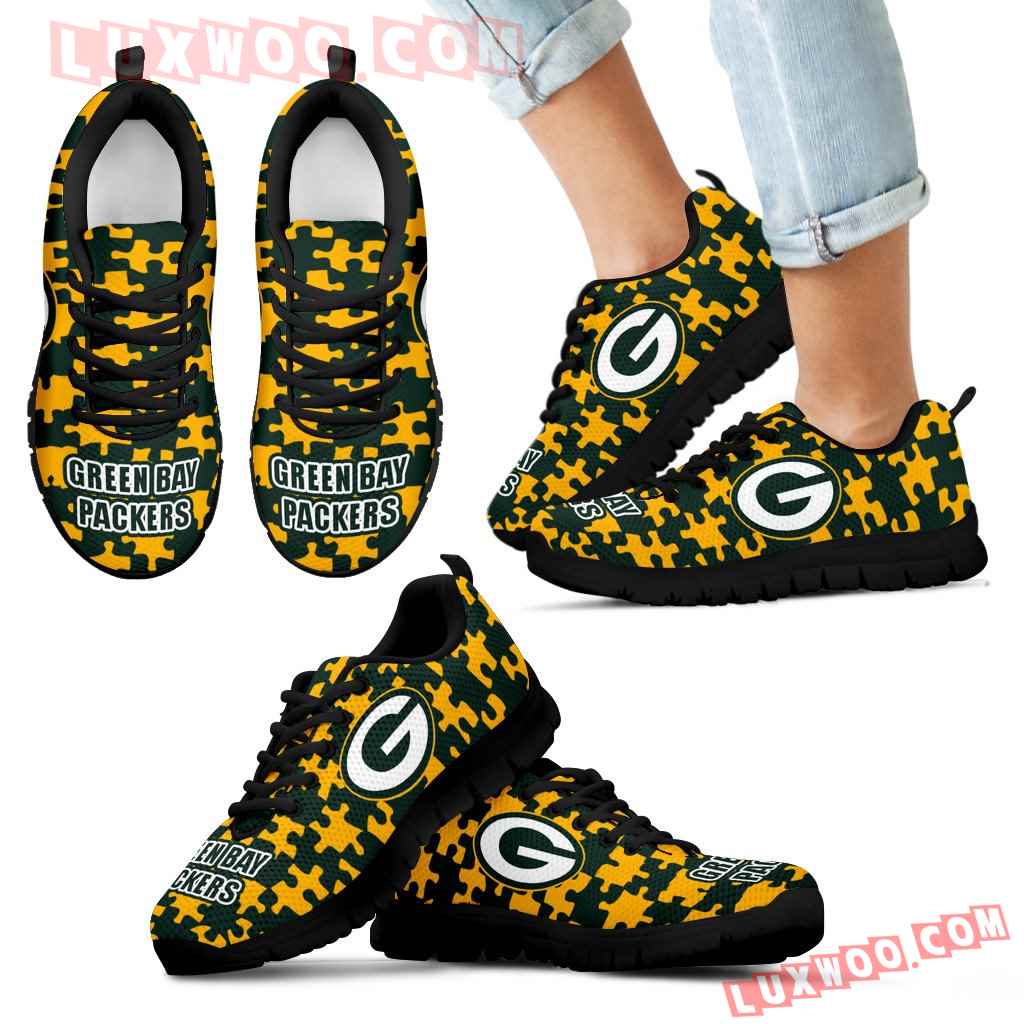 Puzzle Logo With Green Bay Packers Sneakers
