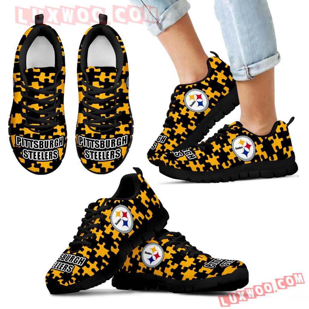 Puzzle Logo With Pittsburgh Steelers Sneakers