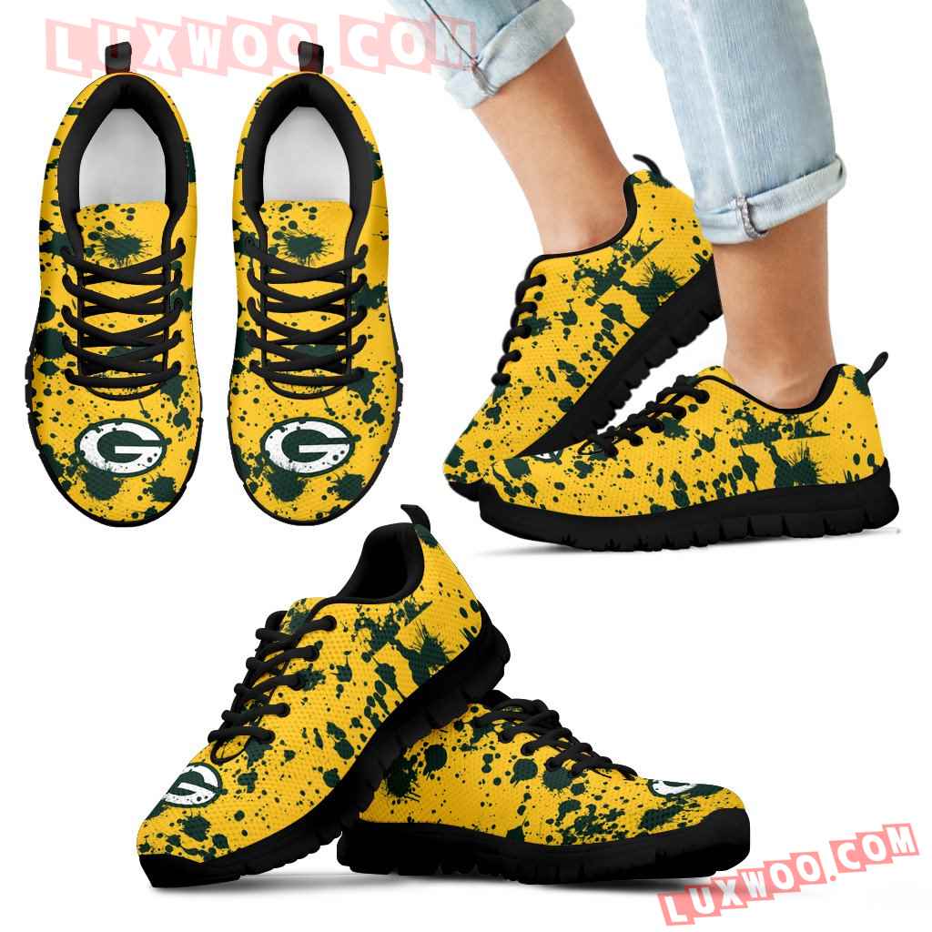 Splatters Watercolor Green Bay Packers Sneakers
