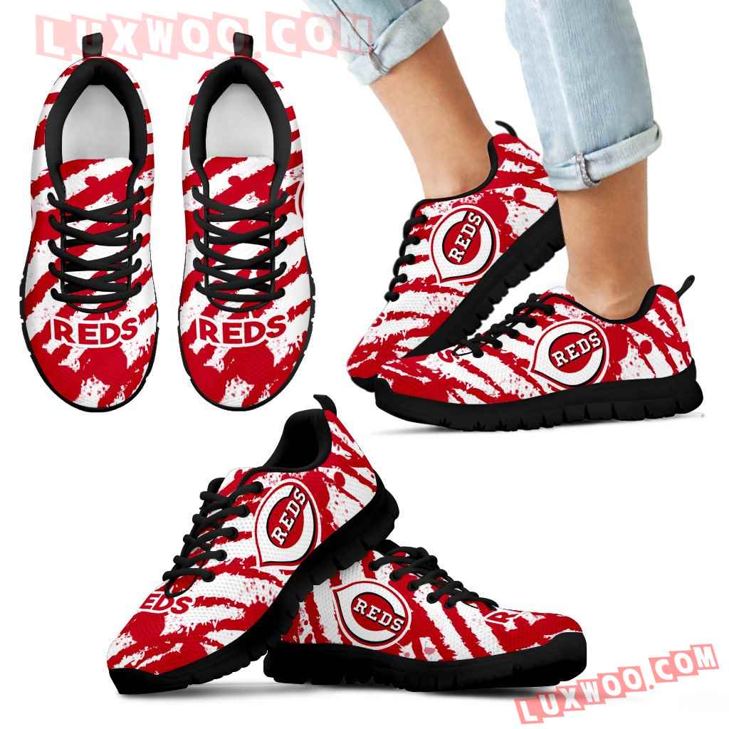 Stripes Pattern Print Cincinnati Reds Sneakers