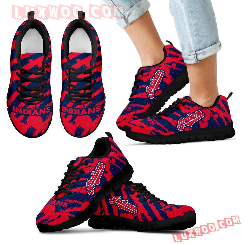 Stripes Pattern Print Cleveland Indians Sneakers