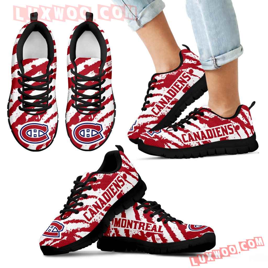 Stripes Pattern Print Montreal Canadiens Sneakers V3