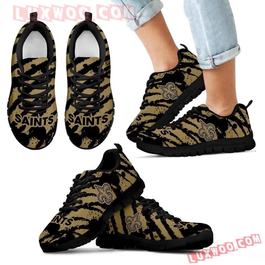 Stripes Pattern Print New Orleans Saints Sneakers