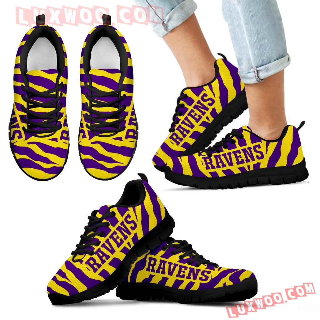 Tiger Skin Stripes Pattern Print Baltimore Ravens Sneakers