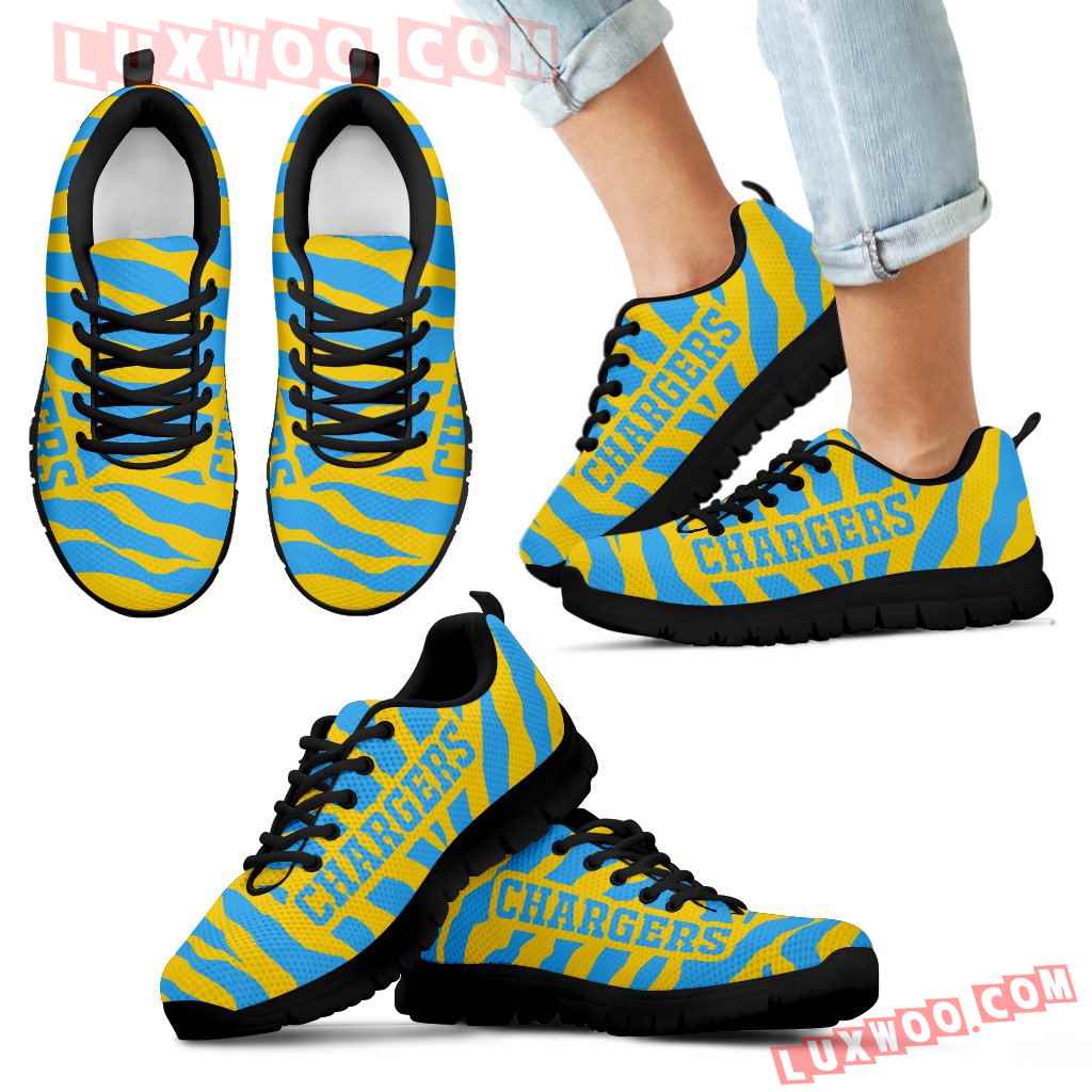 Tiger Skin Stripes Pattern Print Los Angeles Chargers Sneakers