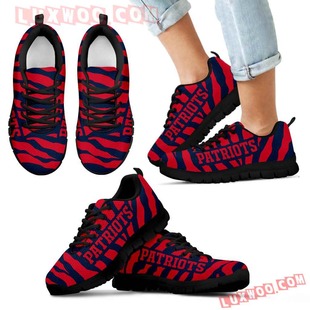 Tiger Skin Stripes Pattern Print New England Patriots Sneakers