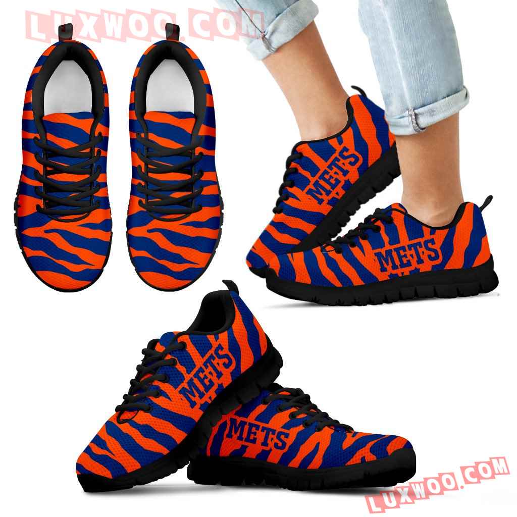 Tiger Skin Stripes Pattern Print New York Mets Sneakers