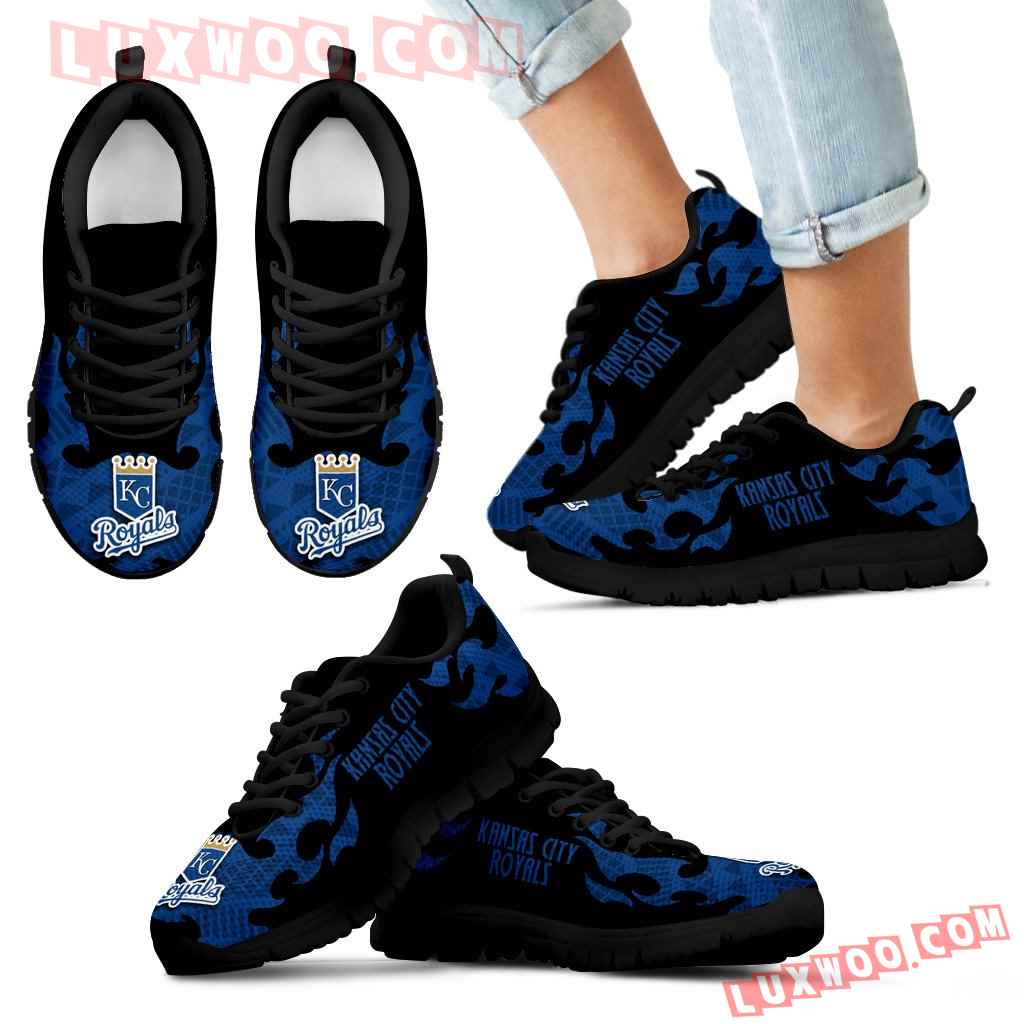 Tribal Flames Pattern Kansas City Royals Sneakers