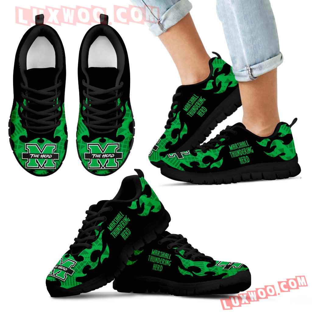 Tribal Flames Pattern Marshall Thundering Herd Sneakers