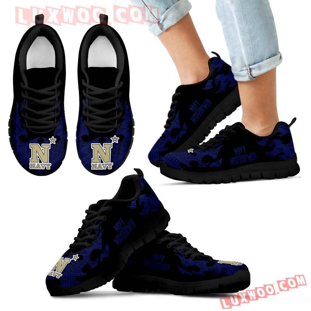 Tribal Flames Pattern Navy Midshipmen Sneakers