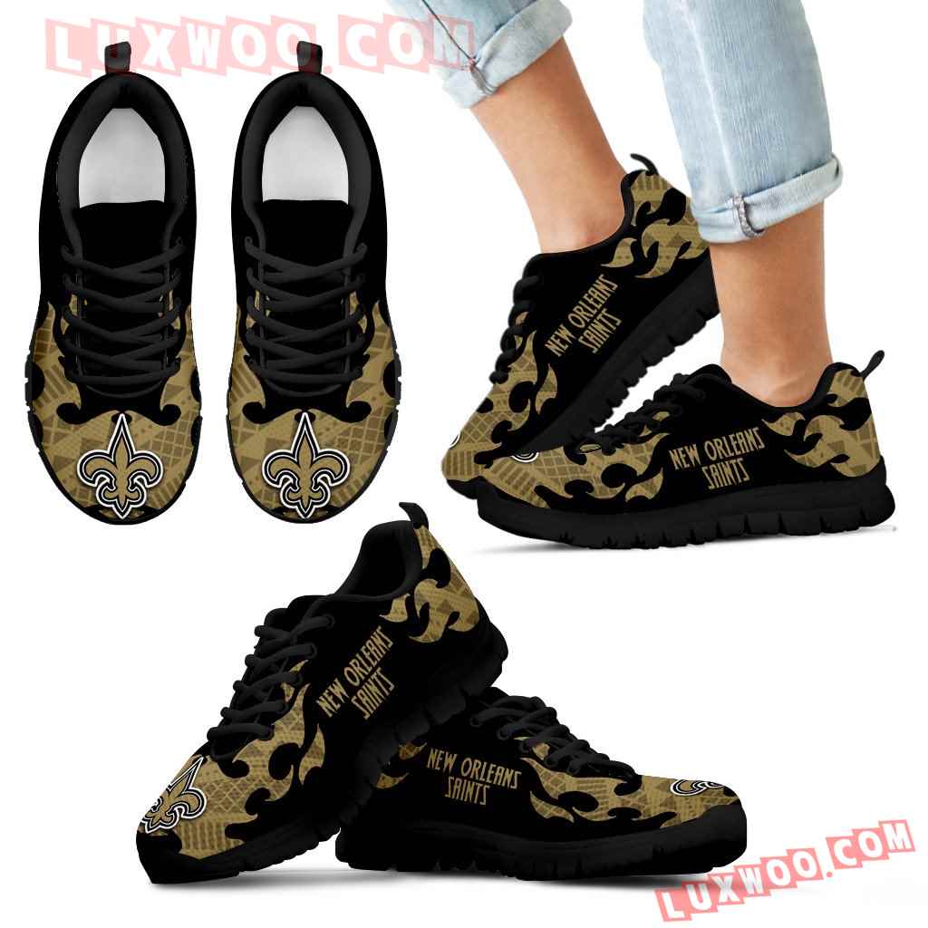 Tribal Flames Pattern New Orleans Saints Sneakers