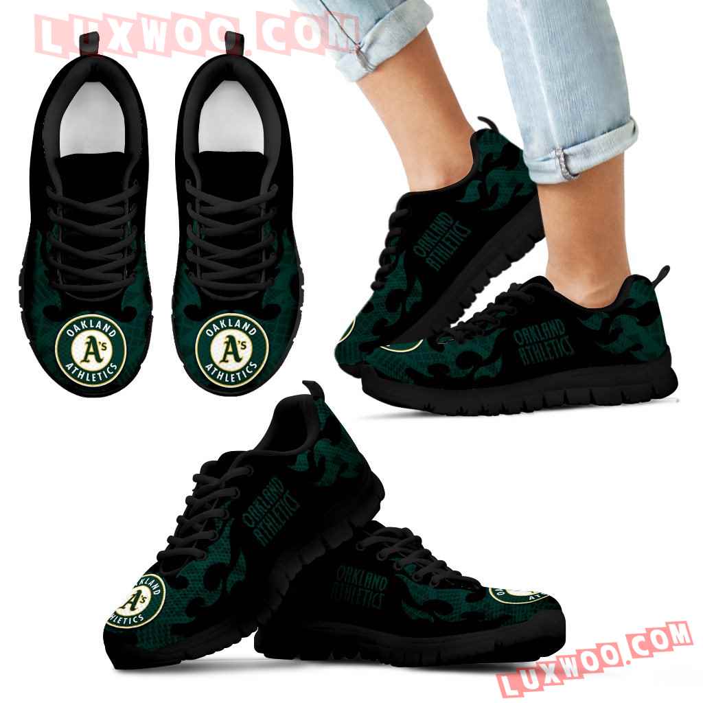 Tribal Flames Pattern Oakland Athletics Sneakers