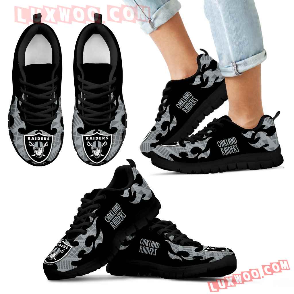 Tribal Flames Pattern Oakland Raiders Sneakers