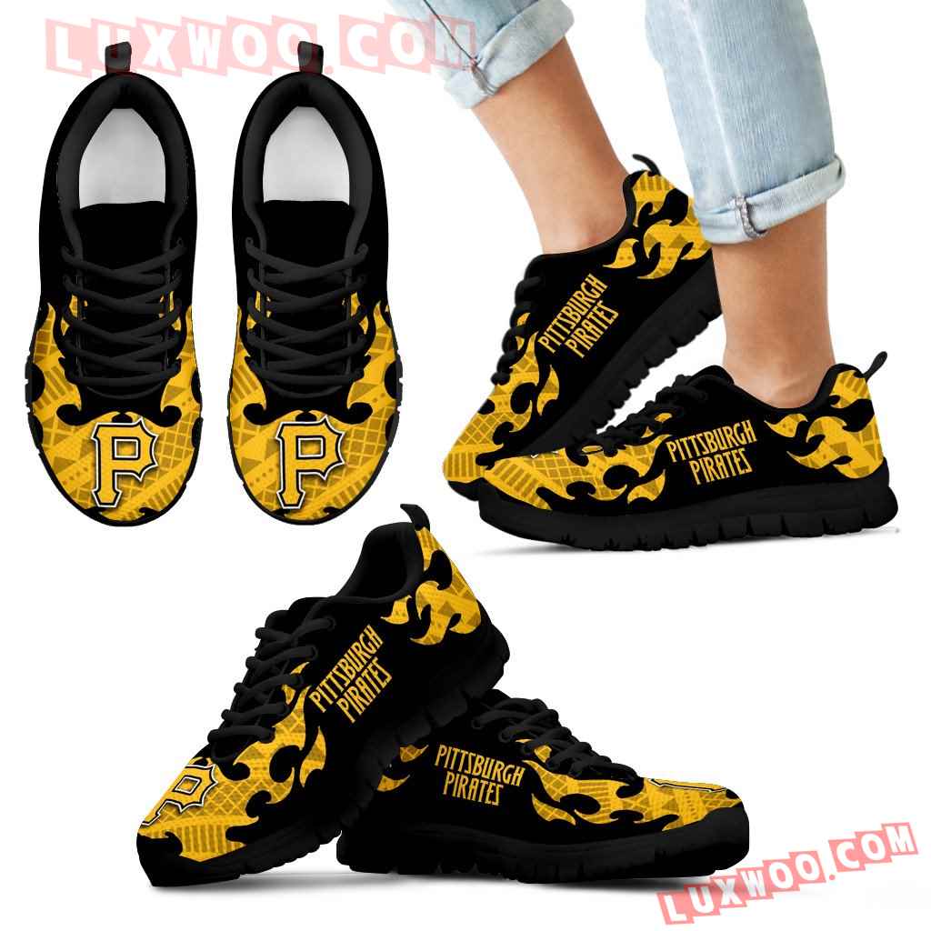 Tribal Flames Pattern Pittsburgh Pirates Sneakers