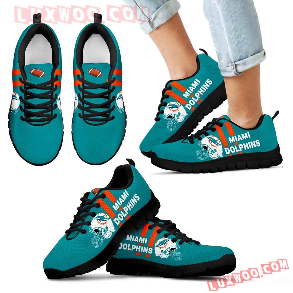 Vertical Two Line Mixed Helmet Miami Dolphins Sneakers