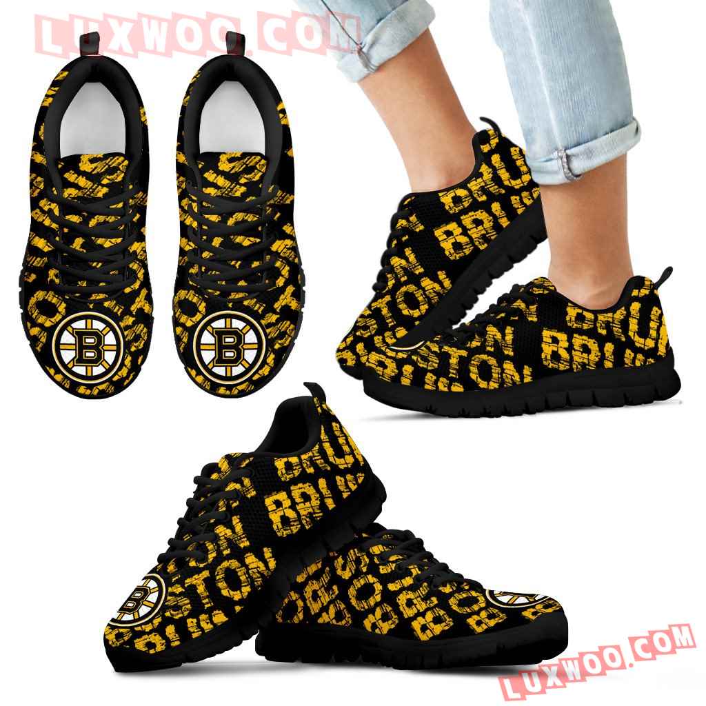 Vintage Logo Beautiful Boston Bruins Sneakers V2