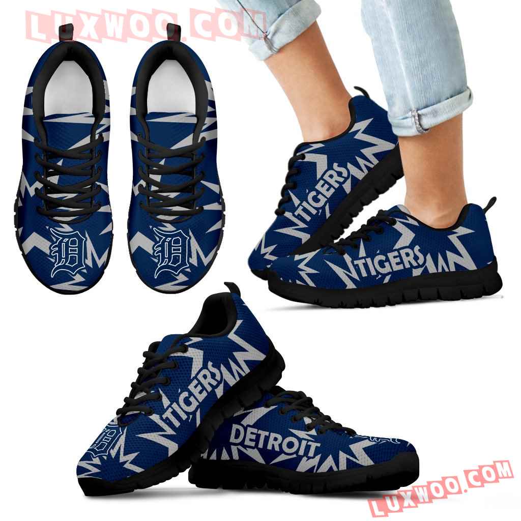 Zig Zag Circle Dizzy Excellent Nice Logo Detroit Tigers Sneakers