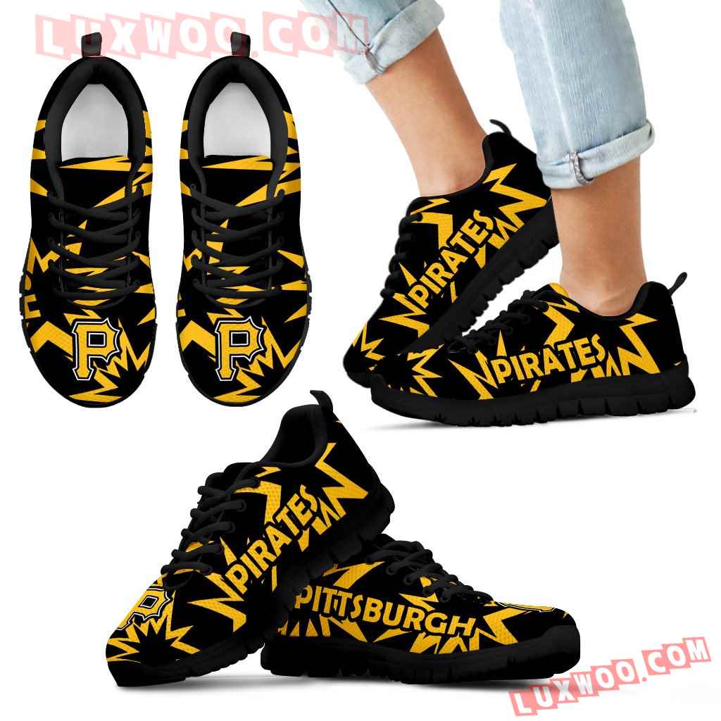 Zig Zag Circle Dizzy Excellent Nice Logo Pittsburgh Pirates Sneakers