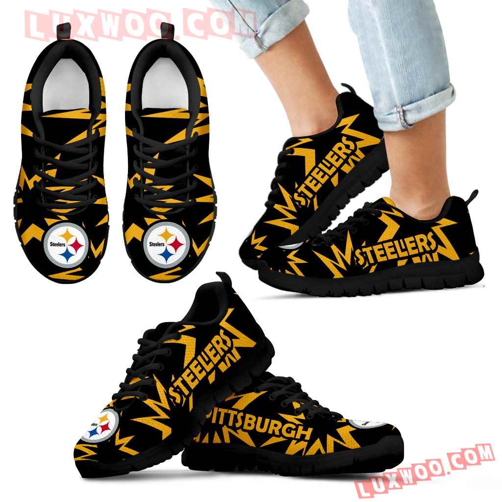 Zig Zag Circle Dizzy Excellent Nice Logo Pittsburgh Steelers Sneakers