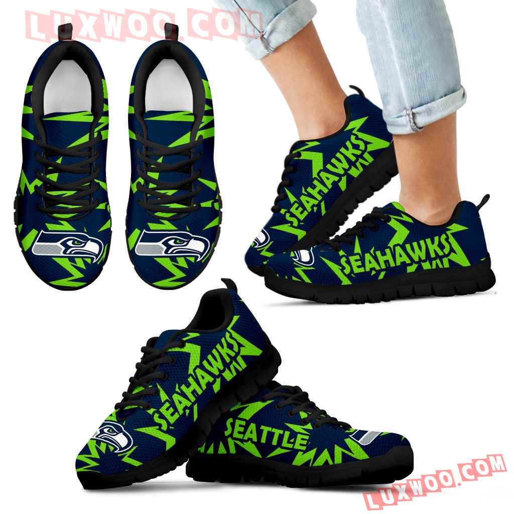 Zig Zag Circle Dizzy Excellent Nice Logo Seattle Seahawks Sneakers