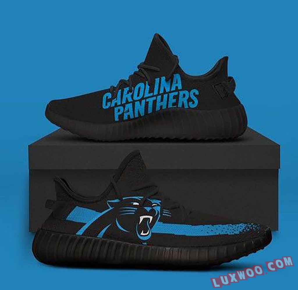 Custom Yeezy Carolina Panthers Team Big Logo Yeezy Boost 350 V2