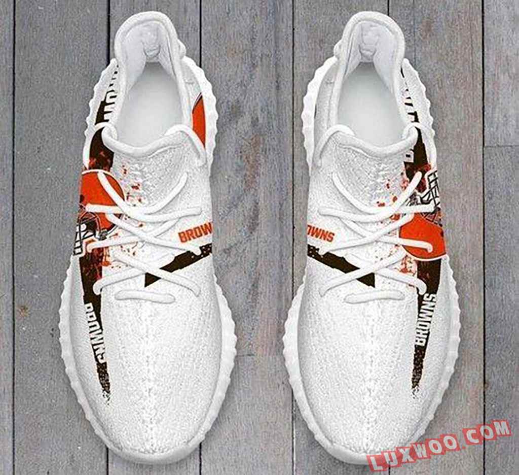 Cleverland Browns Men Running Shoes Yeezy 350v2 Sneaker - Luxwoo.com