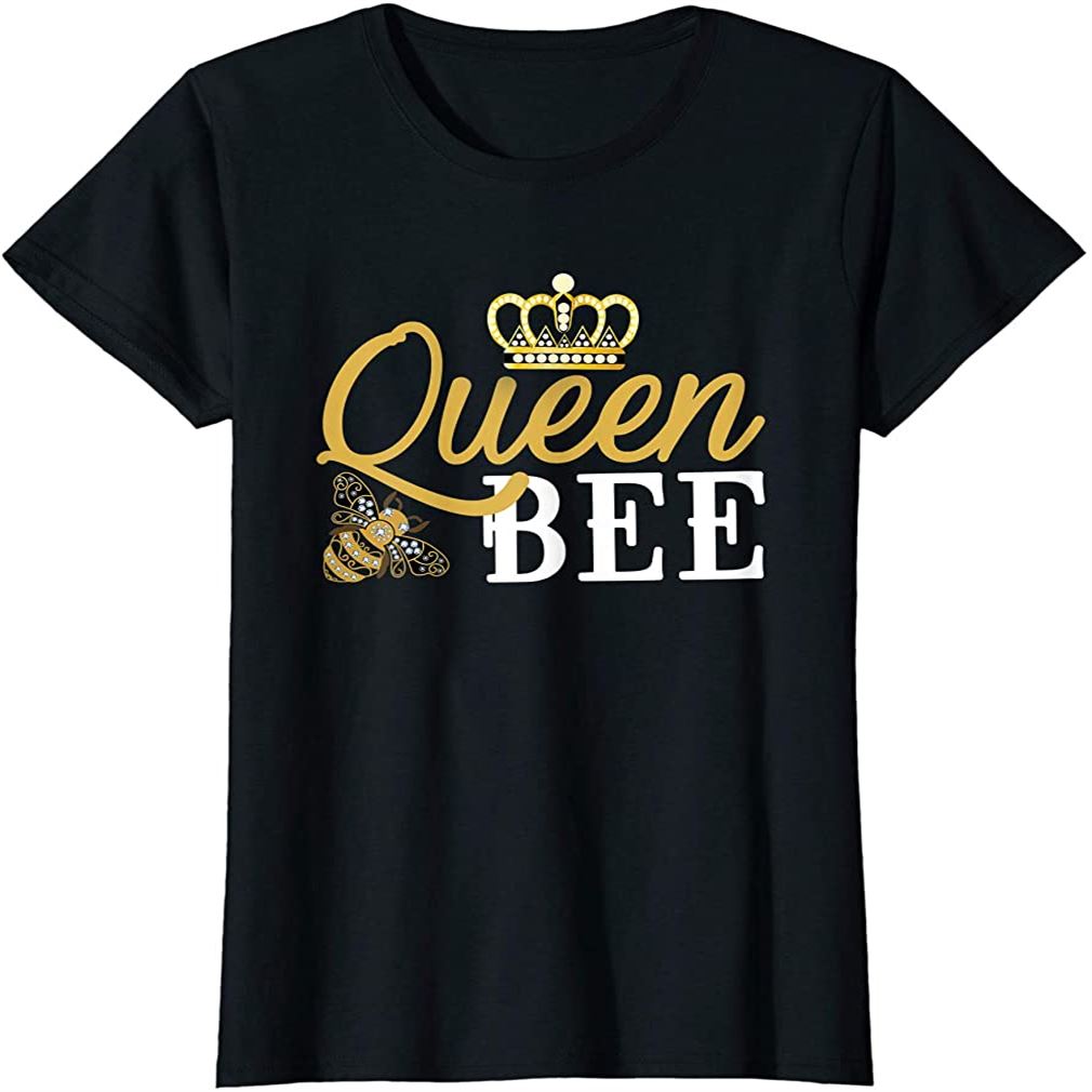 Womens Queen Bee Crown T-shirt Cute Gift For Woman Beekeeper Plus Size Up To 5xl