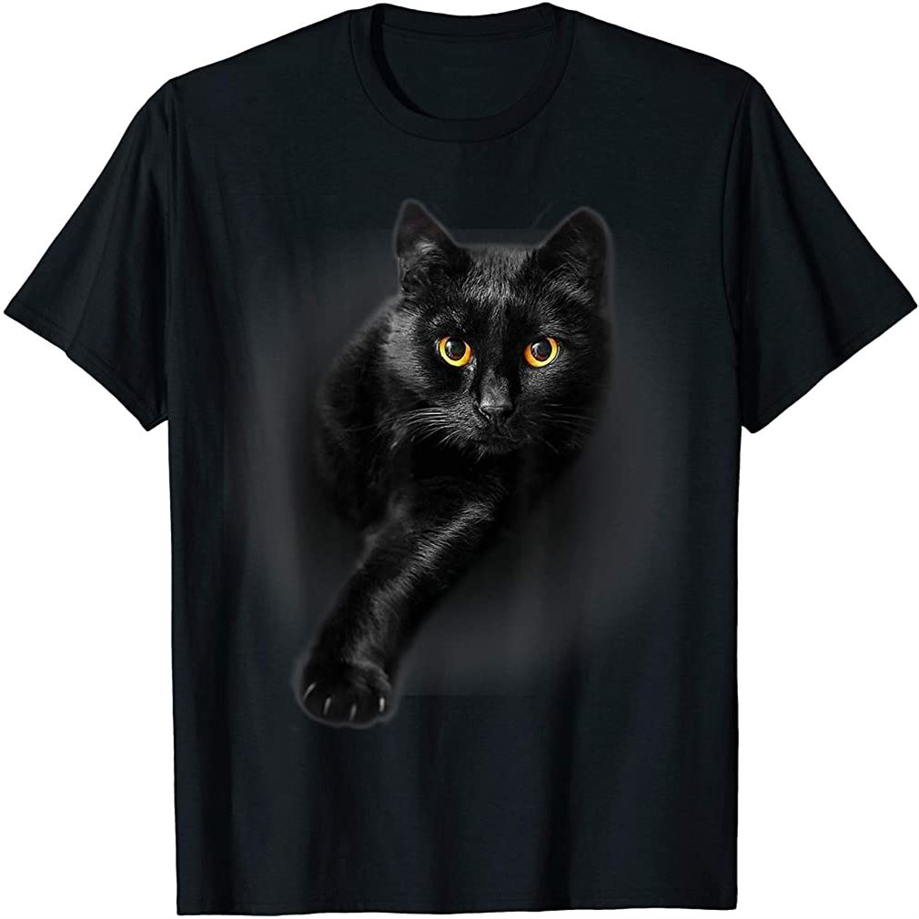 Black Cat Yellow Eyes T-shirt Cats Tee Shirt Gifts Size Up To 5xl