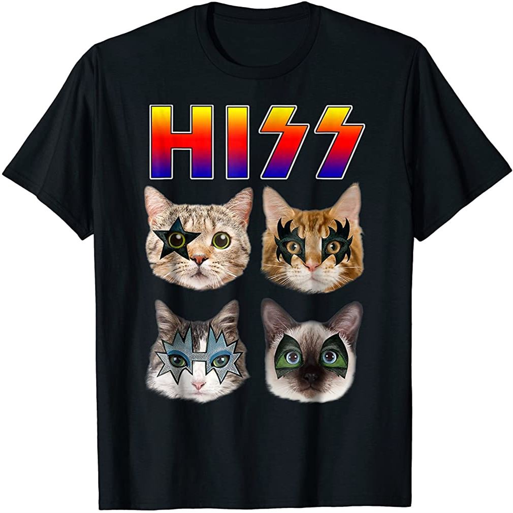 Hiss Funny Cats Kittens Rock Rockin T-shirt Gift Tee Pun Plus Size Up To 5xl