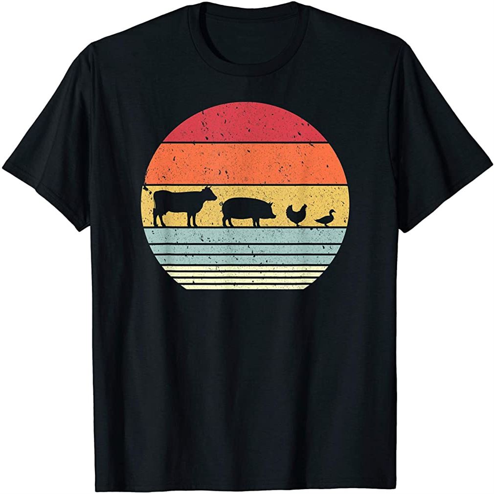 Farm Animals Shirt Retro Cow Pig Chicken Duck T-shirt Plus Size Up To 5xl