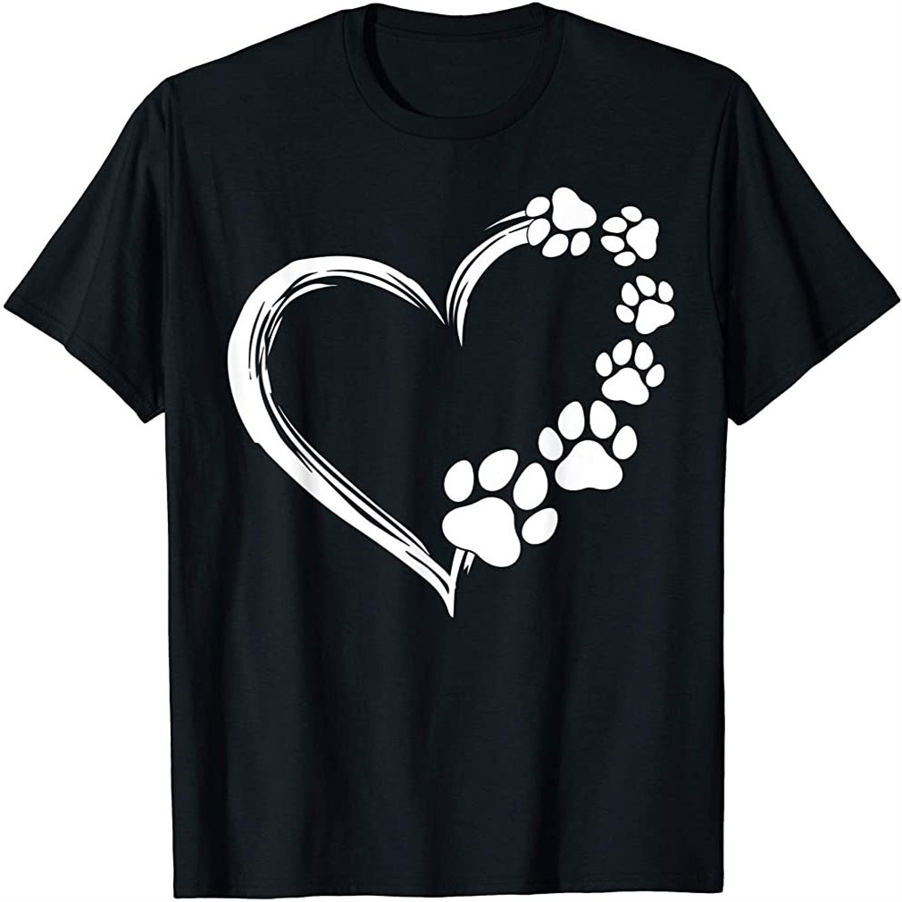 Cute Dog Puppy Shirt Dogs Paw Print Heart Gift Dog Mom T-shirt Size Up ...