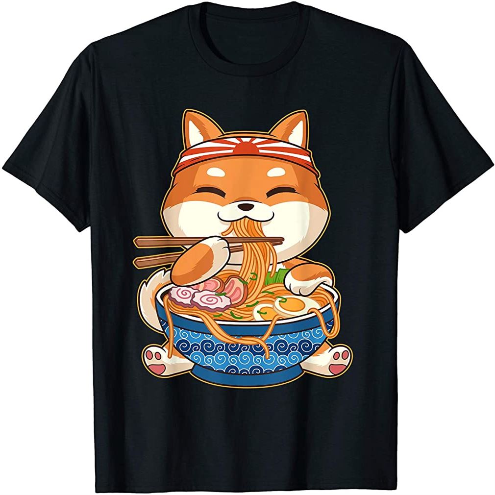 Kawaii Cute Anime Shiba Inu Dog Otaku Japanese Ramen Noodles T-shirt Size Up To 5xl