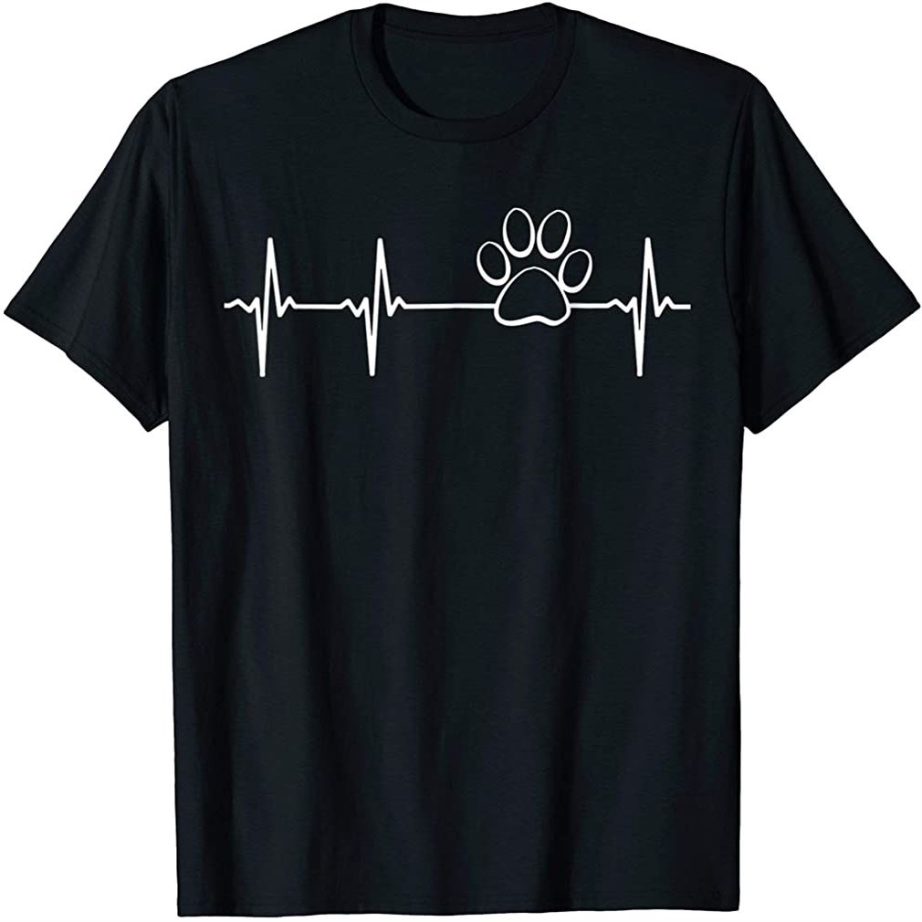 Paw Print Heartbeat For Dog Lovers T-shirt Plus Size Up To 5xl