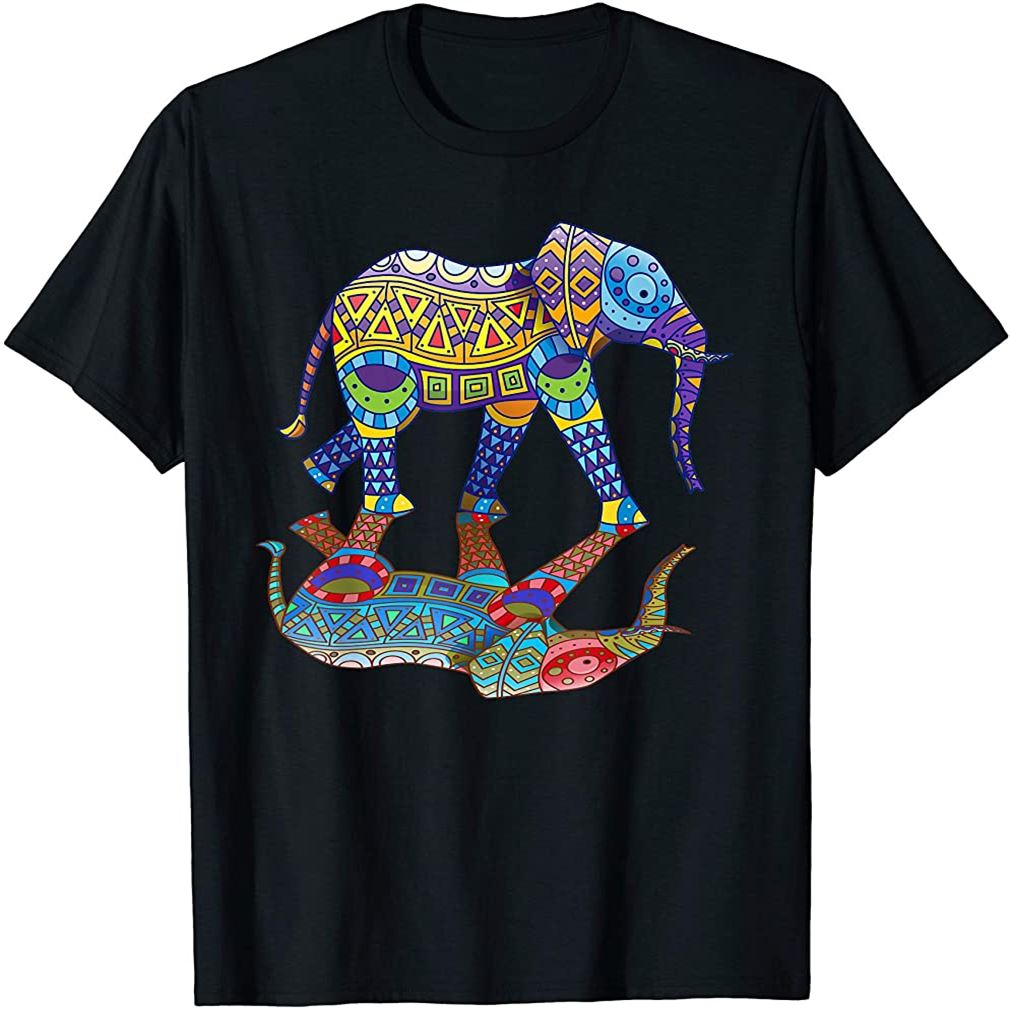 Colorful Indian Elephant Spring Color Festival Gift T-shirt Plus Size ...