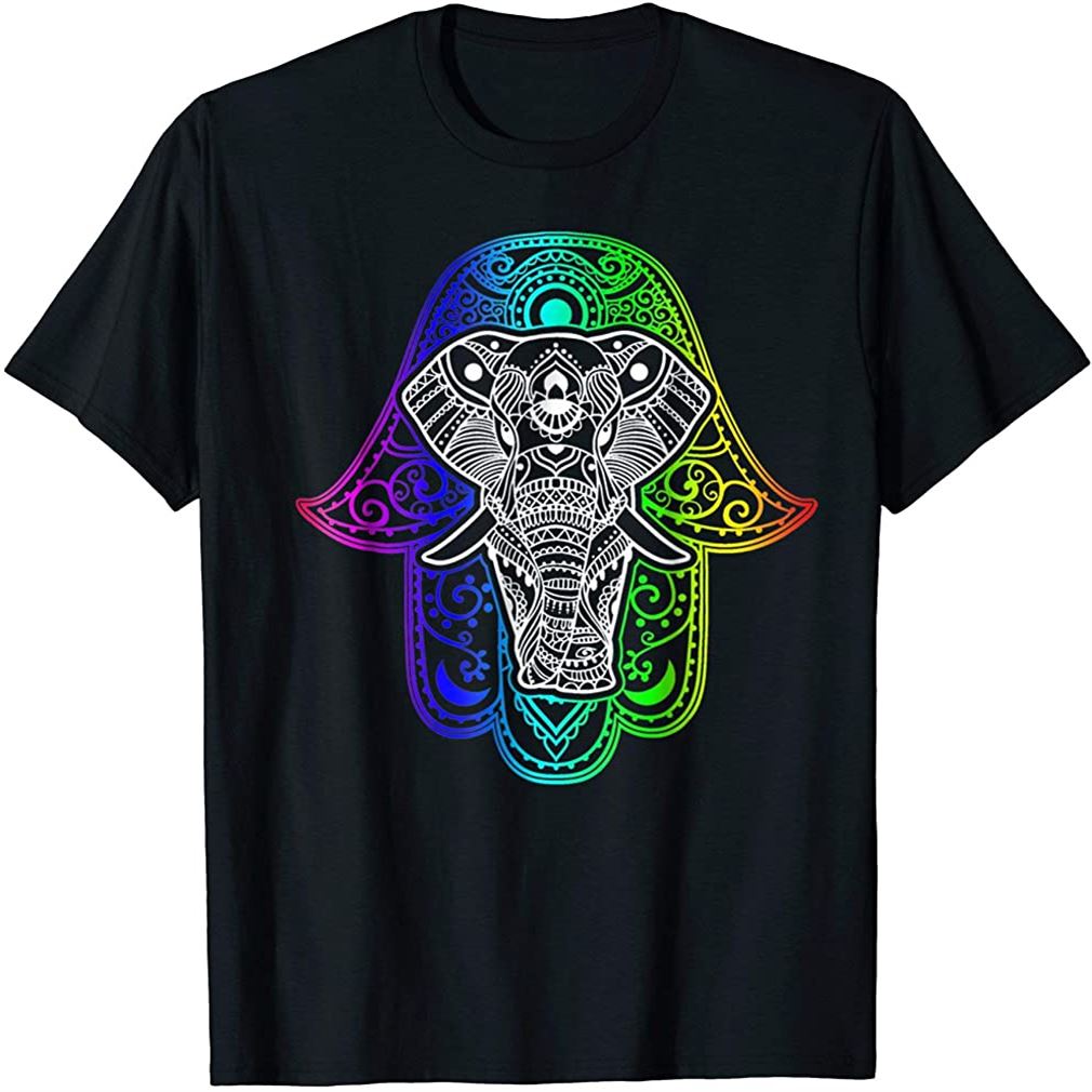 Indian Hamsa With Elephant Mandala T-shirt Plus Size Up To 5xl - Luxwoo.com