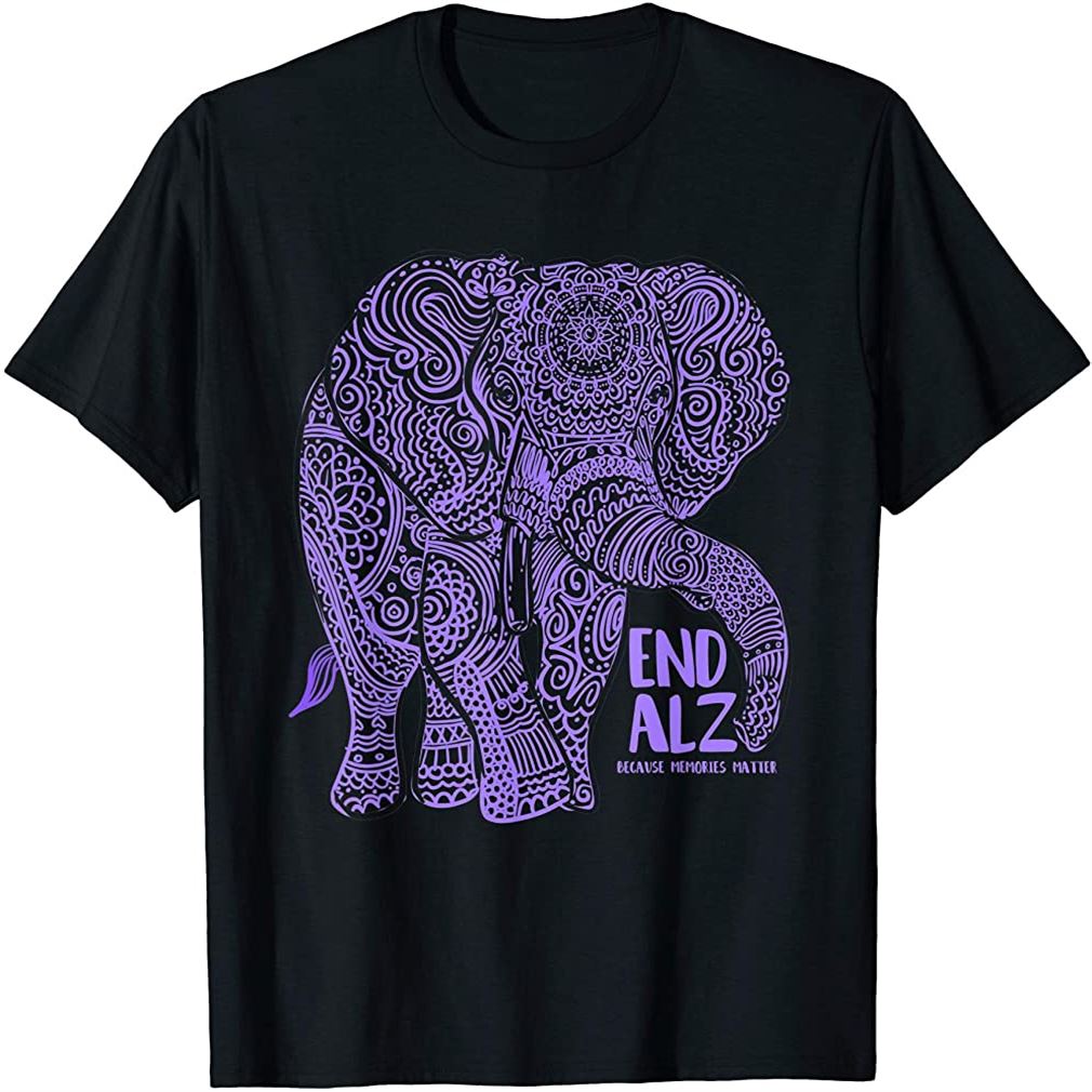 Purple Elephant Alzheimer Awareness Apparel Gifts End Alz T-shirt Size Up To 5xl