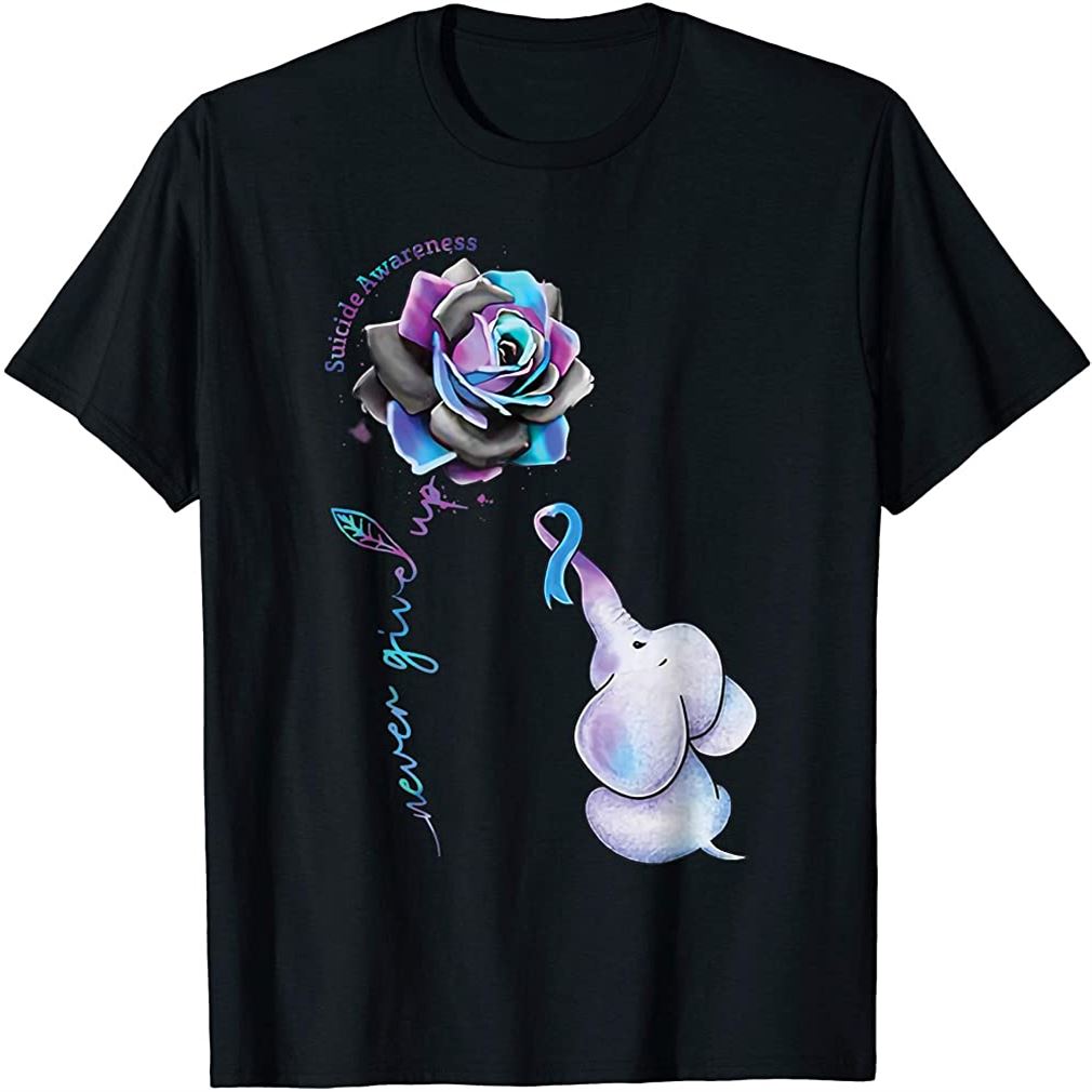 Suicide Prevention Awareness Flower Elephant Ribbon Gift T-shirt Size Up To 5xl