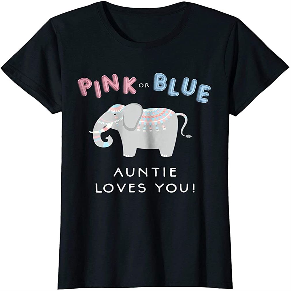 Womens Elephant Gender Reveal Shirt Auntie T-shirt Aunt Baby Shower Size Up To 5xl
