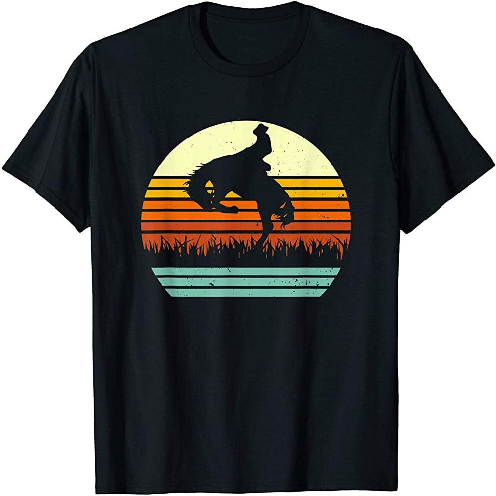 Rodeo Bucking Bronco Horse Retro Style T-shirt Size Up To 5xl