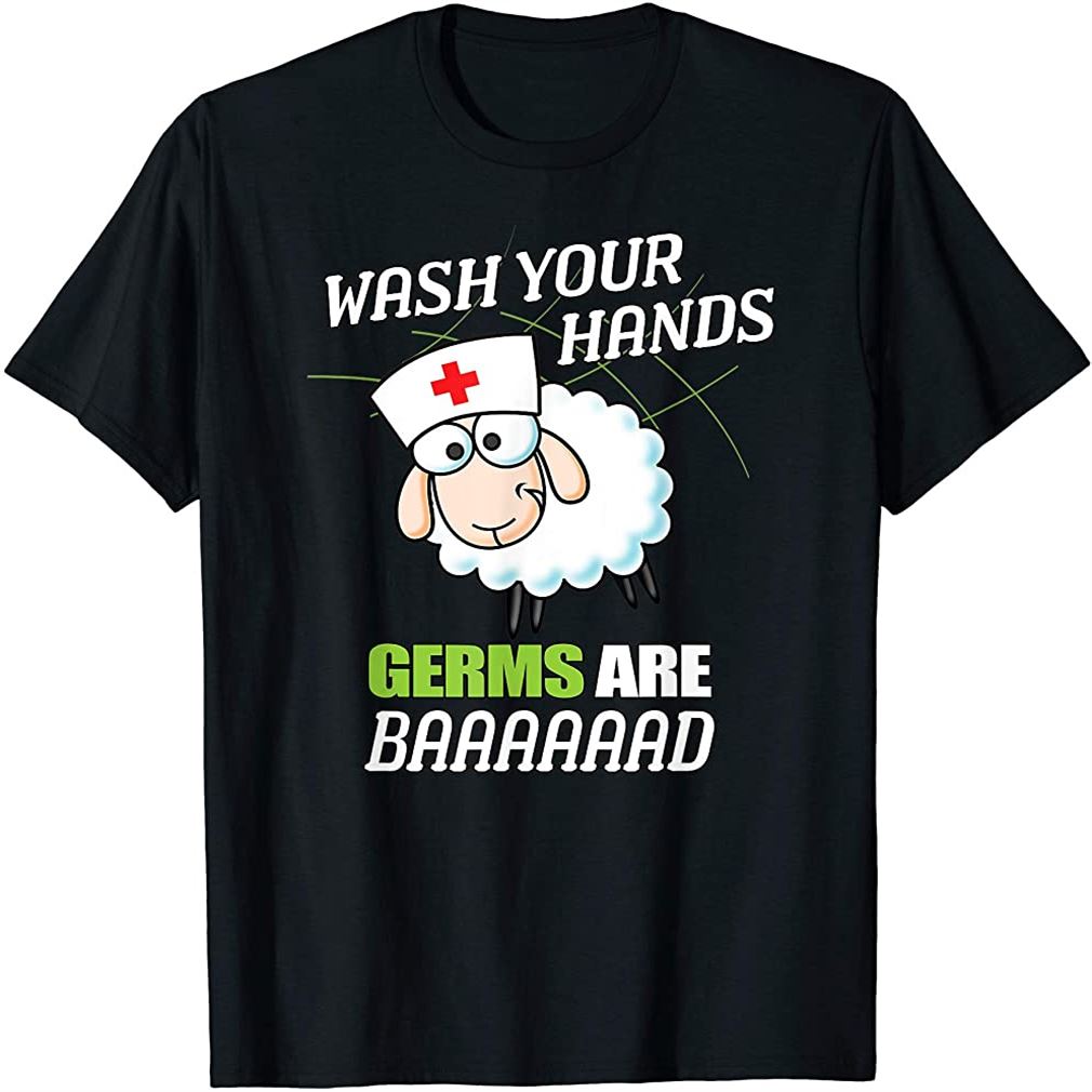 Womens School Nurse Sheep Wash Your Hands Germs Are Bad T-shirt Plus Size Up To 5xl