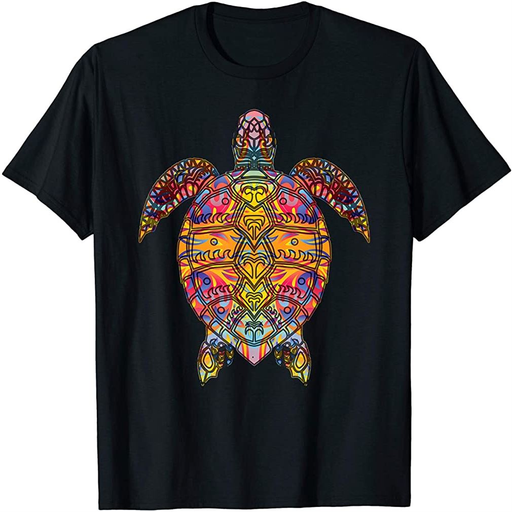 Psychedelic Hippie Sea Turtle Gift Tribal Turtle Design T-shirt Plus ...