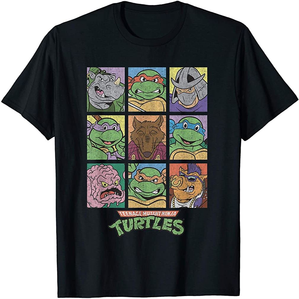 Tmnt All Characters Square Design T-shirt Plus Size Up To 5xl